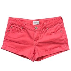 Celebrity Pink Calypso Coral Cuffed Hem Stretchy Denim Jean Shorts Junior’s 5